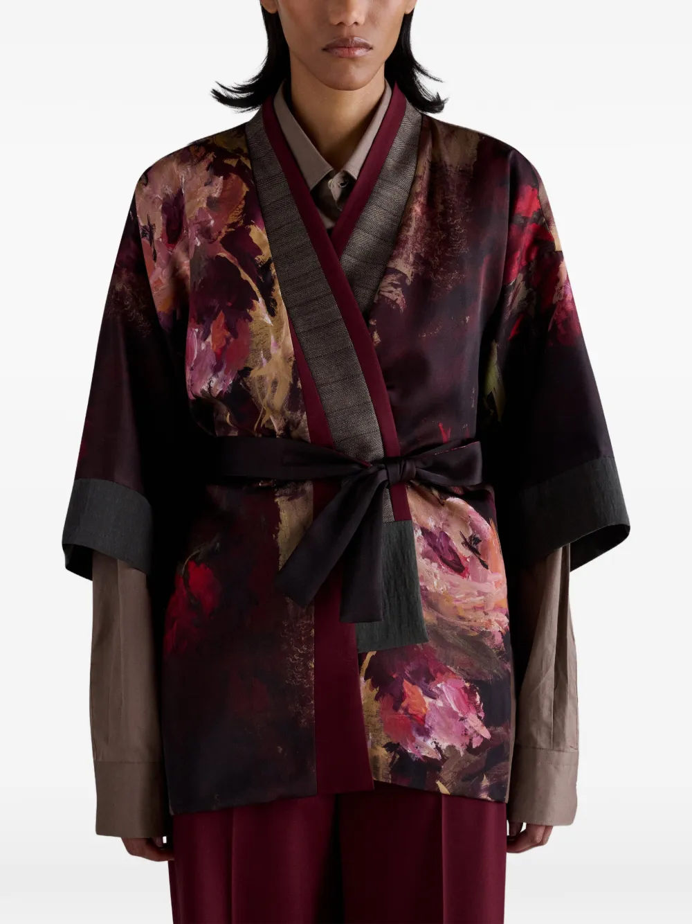 Antonio Marras Kimono jack met roos-print Paars