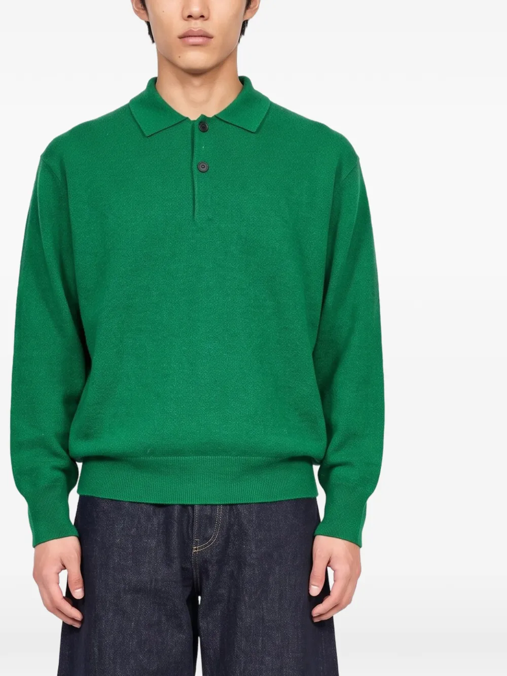 ssstein knitted long-sleeve polo shirt Groen