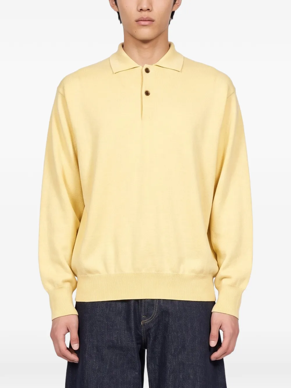 ssstein long-sleeve knitted polo shirt Geel