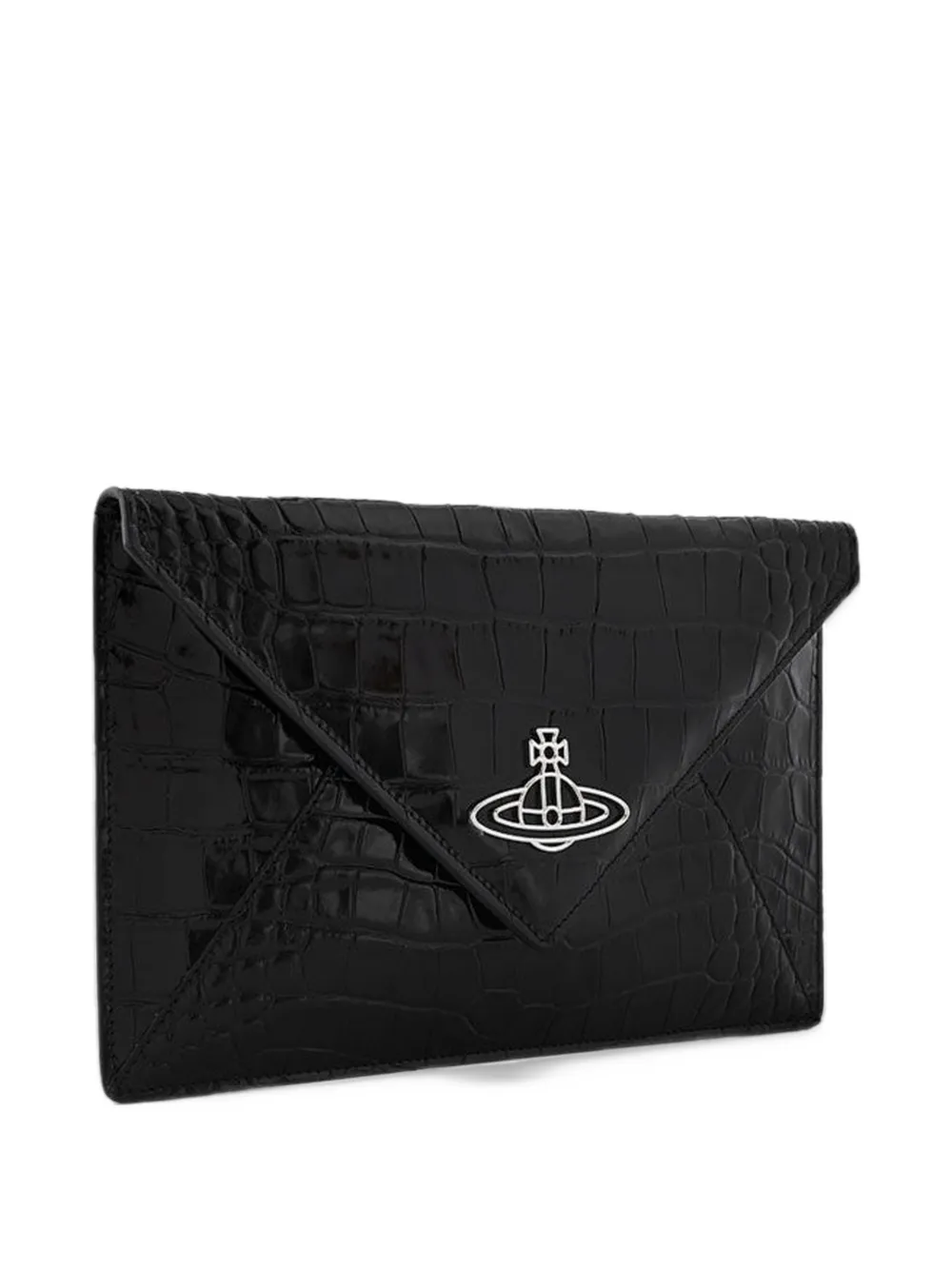 Vivienne Westwood crocodile-effect Orb clutch bag Zwart