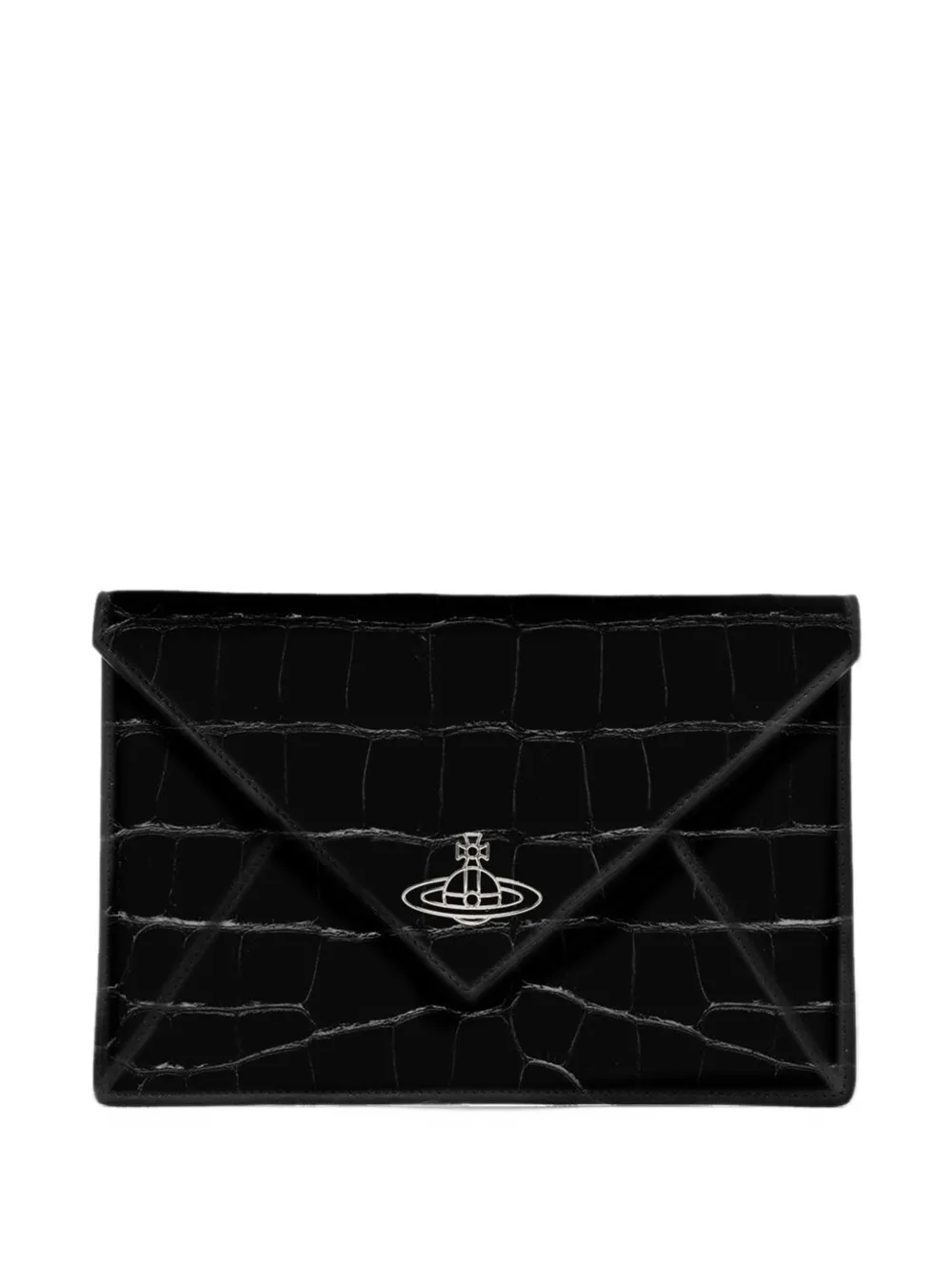 Vivienne Westwood crocodile-effect Orb clutch bag - Nero