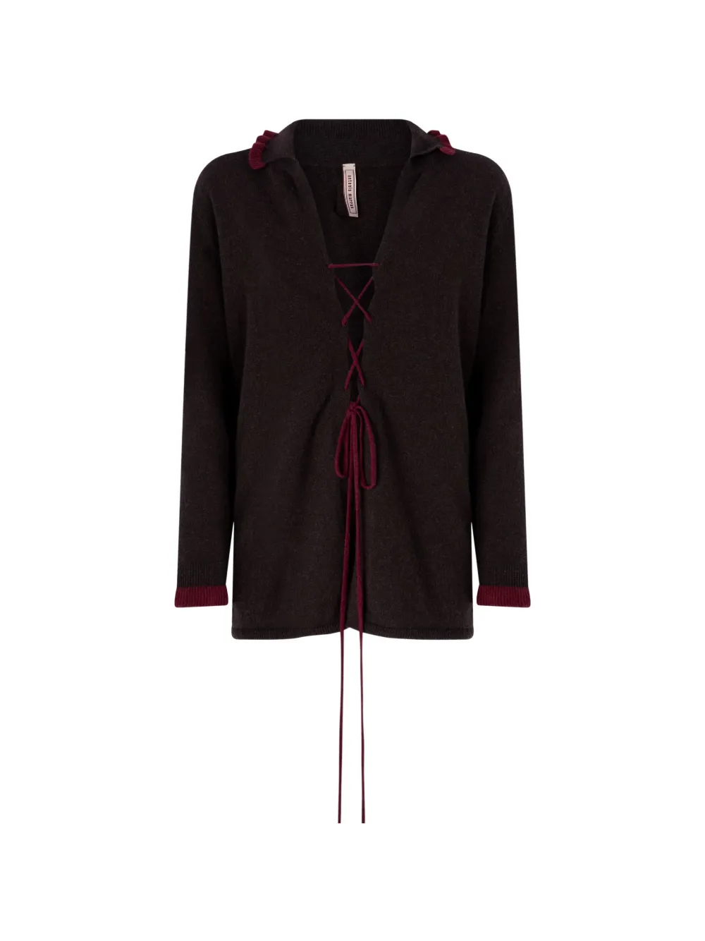 Antonio Marras knitted lace-up ruffled shirt - Marron
