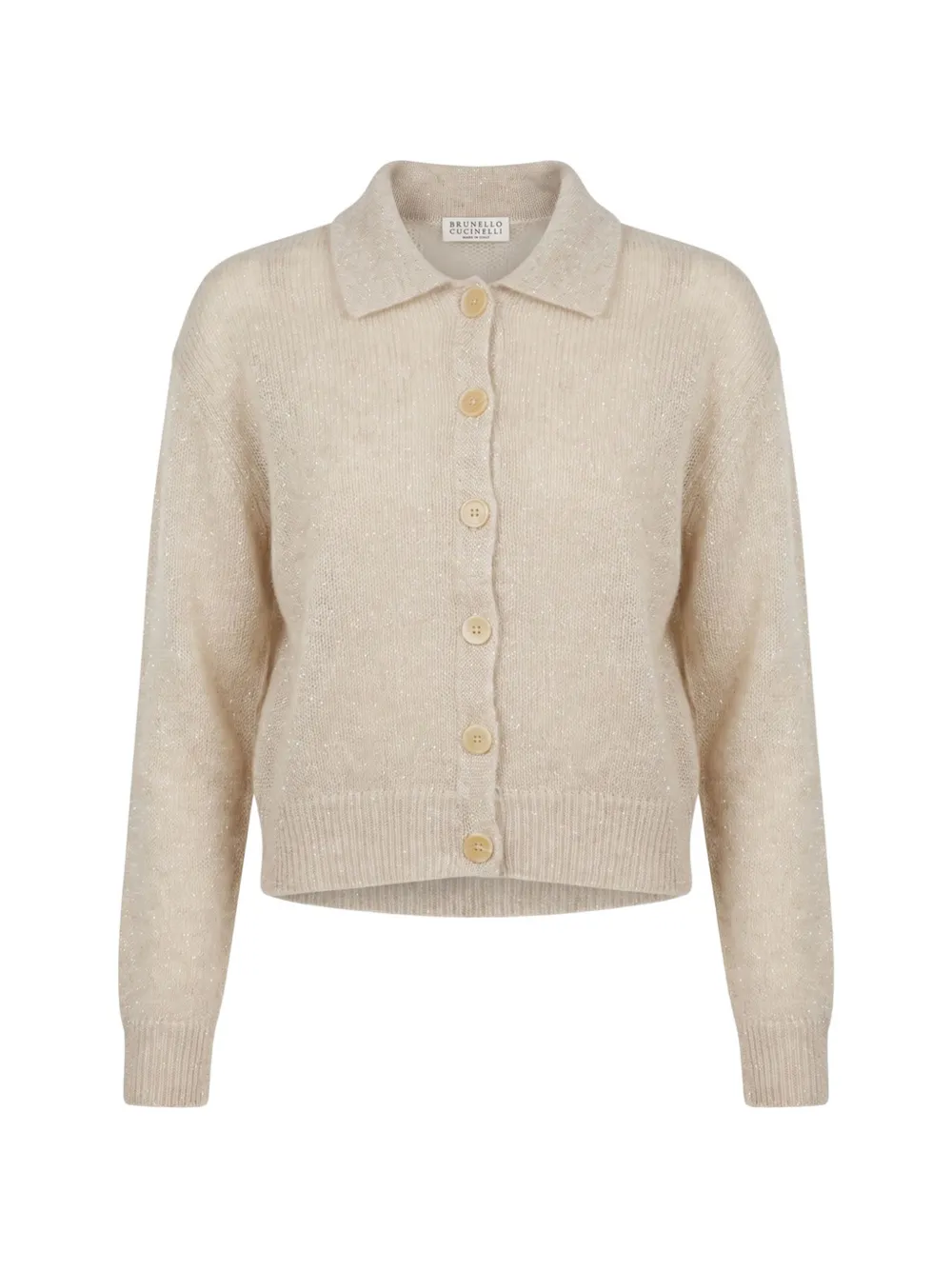 Brunello Cucinelli sequin-embellished mohair cardigan Beige