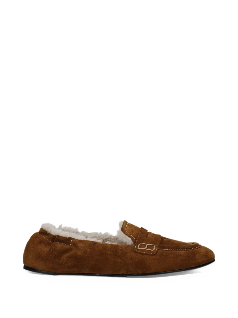 Premiata Pocket loafers in Vintage split leather and shearling - Marrone