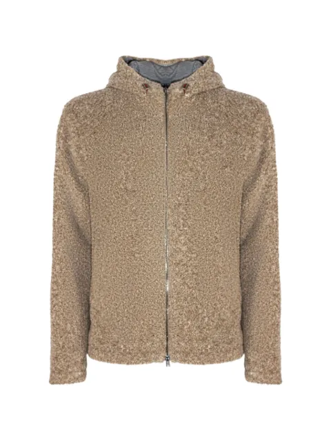 Herno bouclé-knit hooded jacket