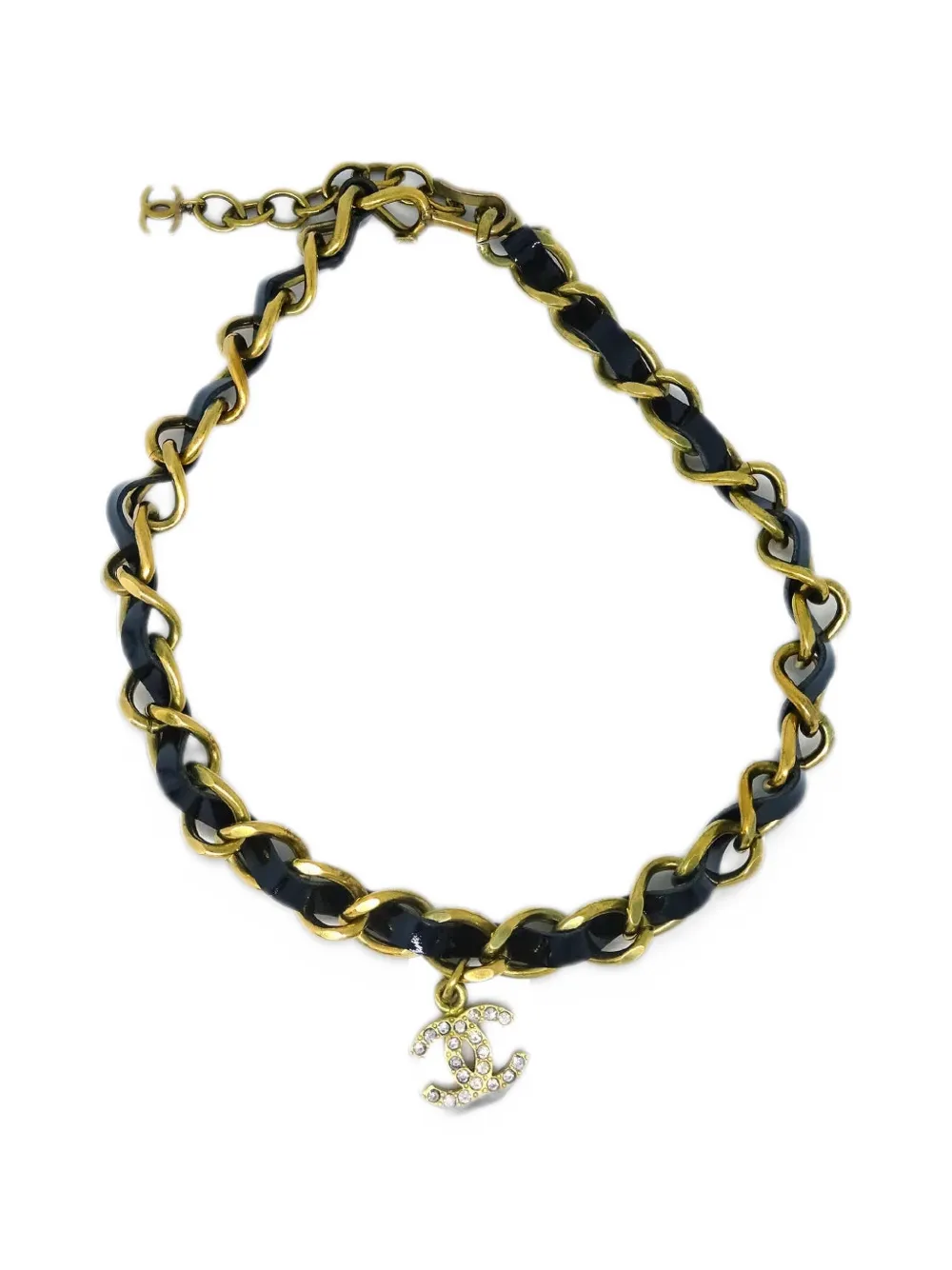 CHANEL Pre-Owned 1995 CC rhinestone-embellished choker - Oro