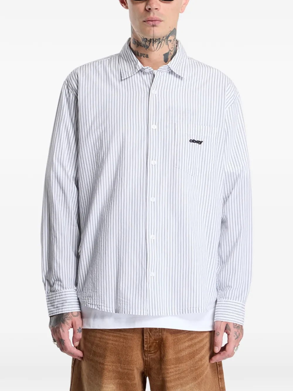 Obey William vertical-stripe shirt Wit