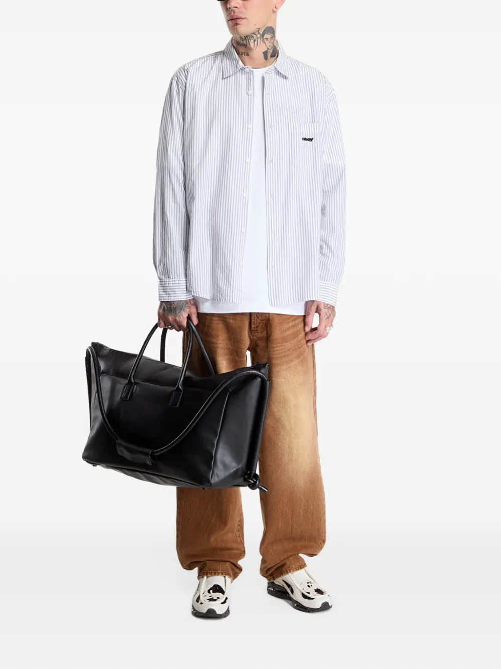 Obey William vertical-stripe shirt Wit