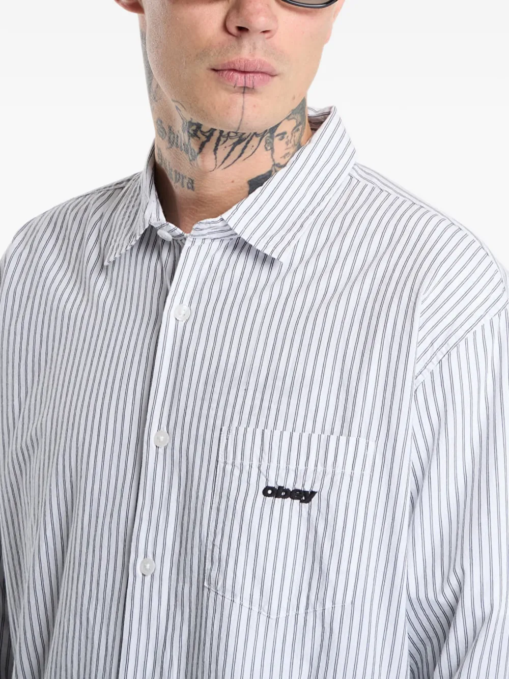 Obey William vertical-stripe shirt Wit