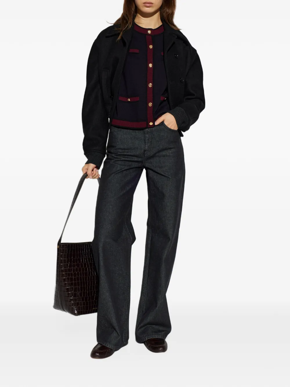 Tory Burch button-up wool cardigan Blauw
