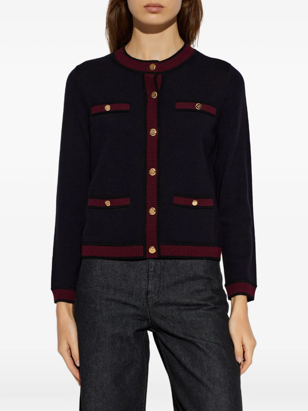 Tory Burch button-up wool cardigan Blauw