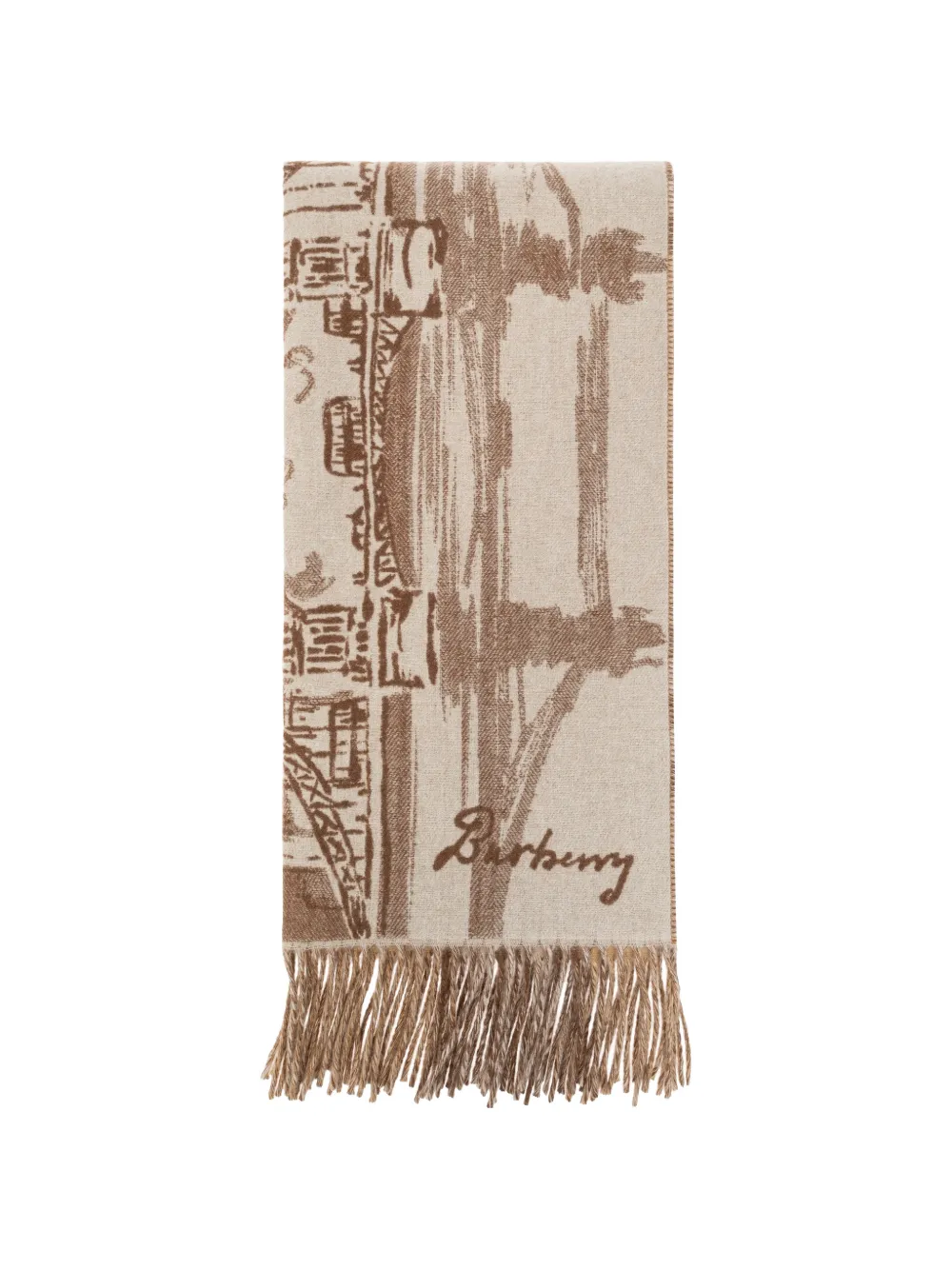 Burberry Wide River Thames cashmere scarf Beige