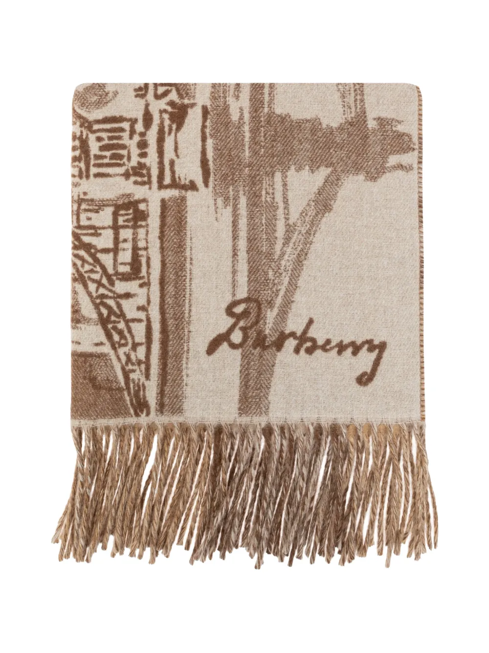 Burberry Wide River Thames cashmere scarf Beige