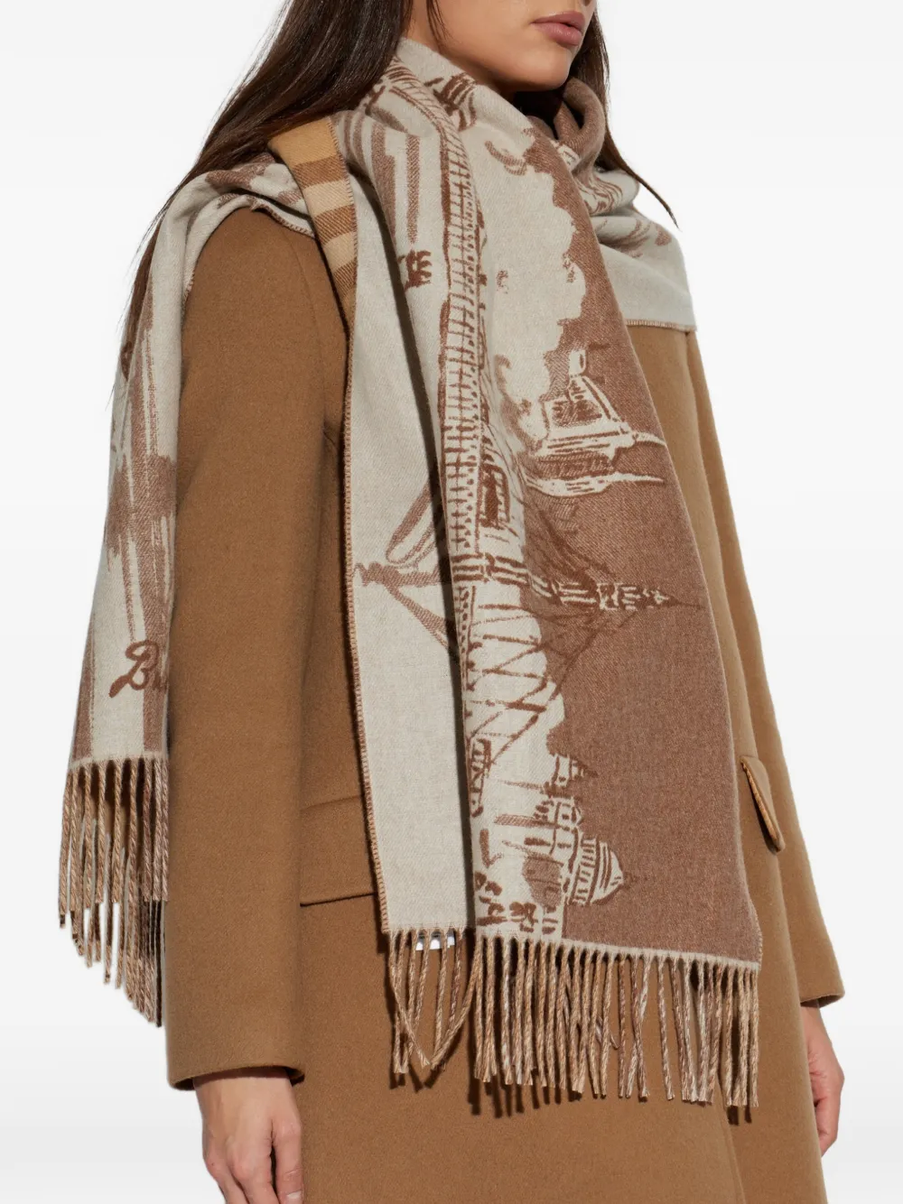 Burberry Wide River Thames cashmere scarf Beige