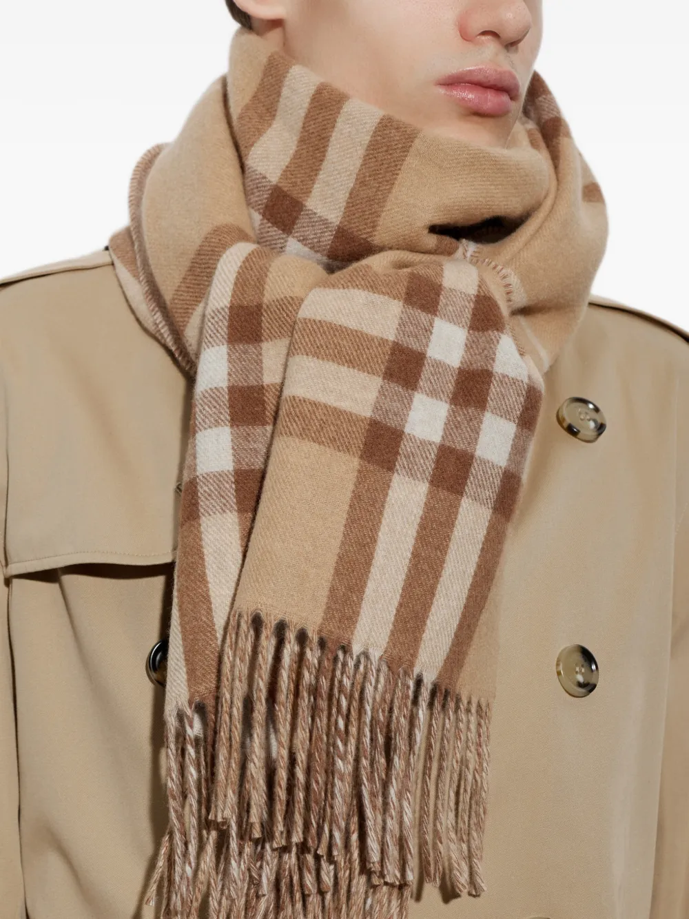 Burberry Wide River Thames cashmere scarf Beige
