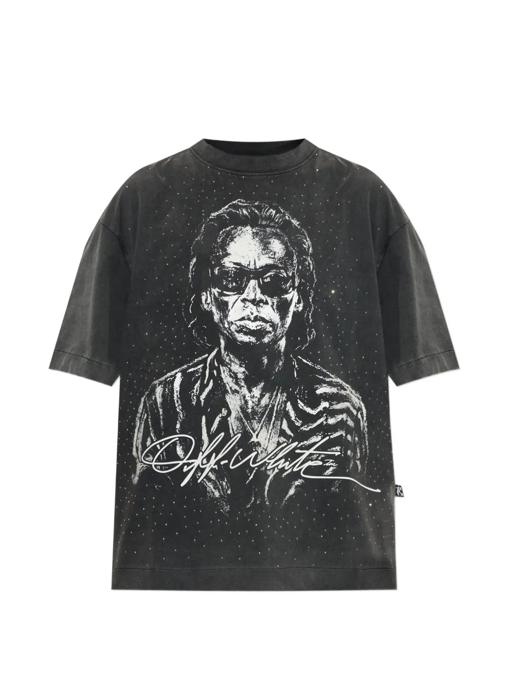 Off-White T-shirt verfraaid met kristallen Grijs