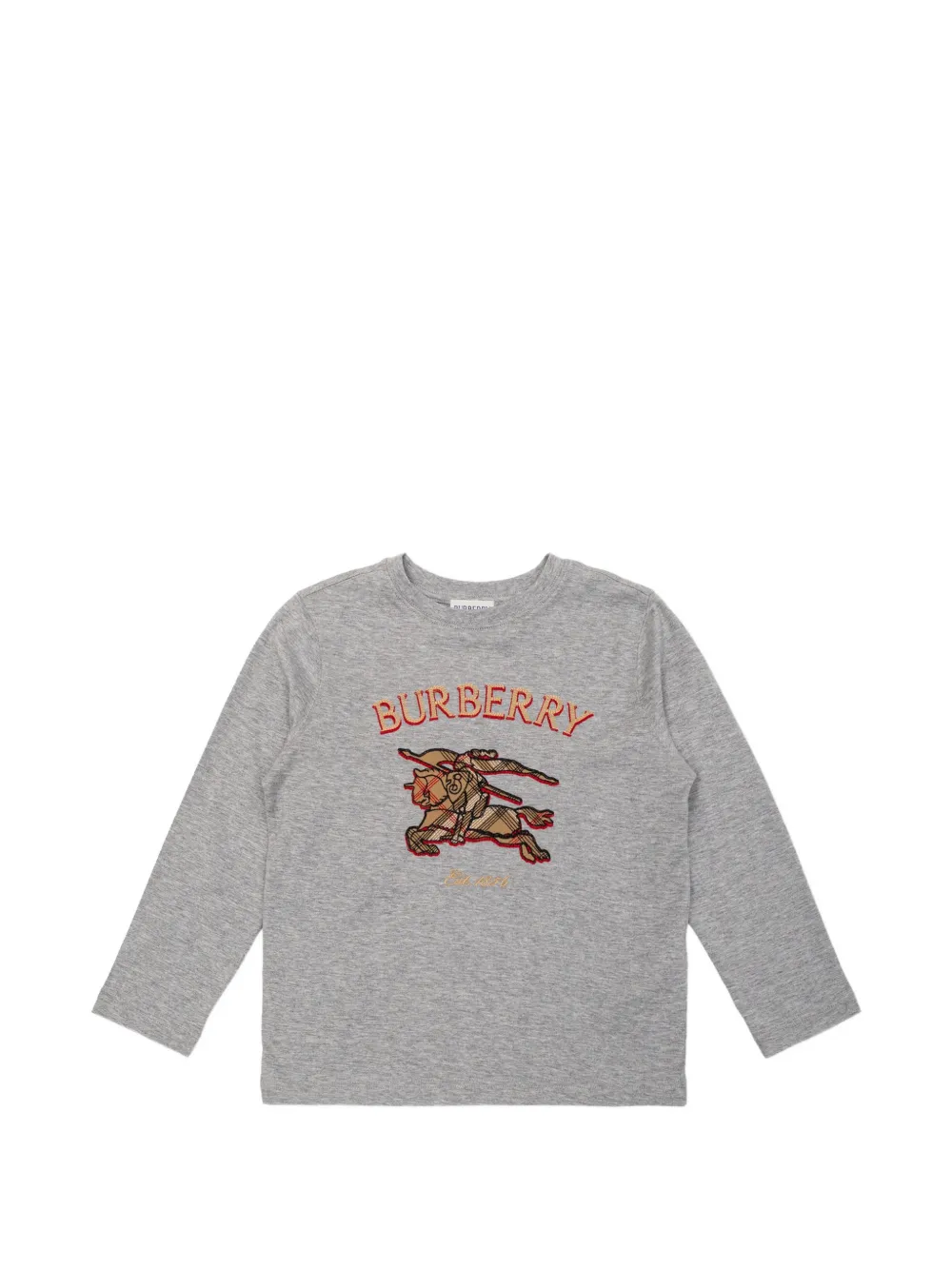 Burberry Kids long-sleeve logo-embroidered T-shirt - Grigio