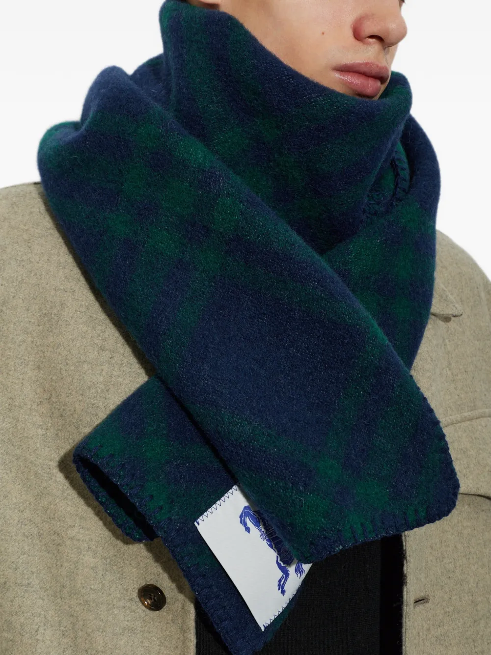 Burberry Tartan wool scarf Blauw