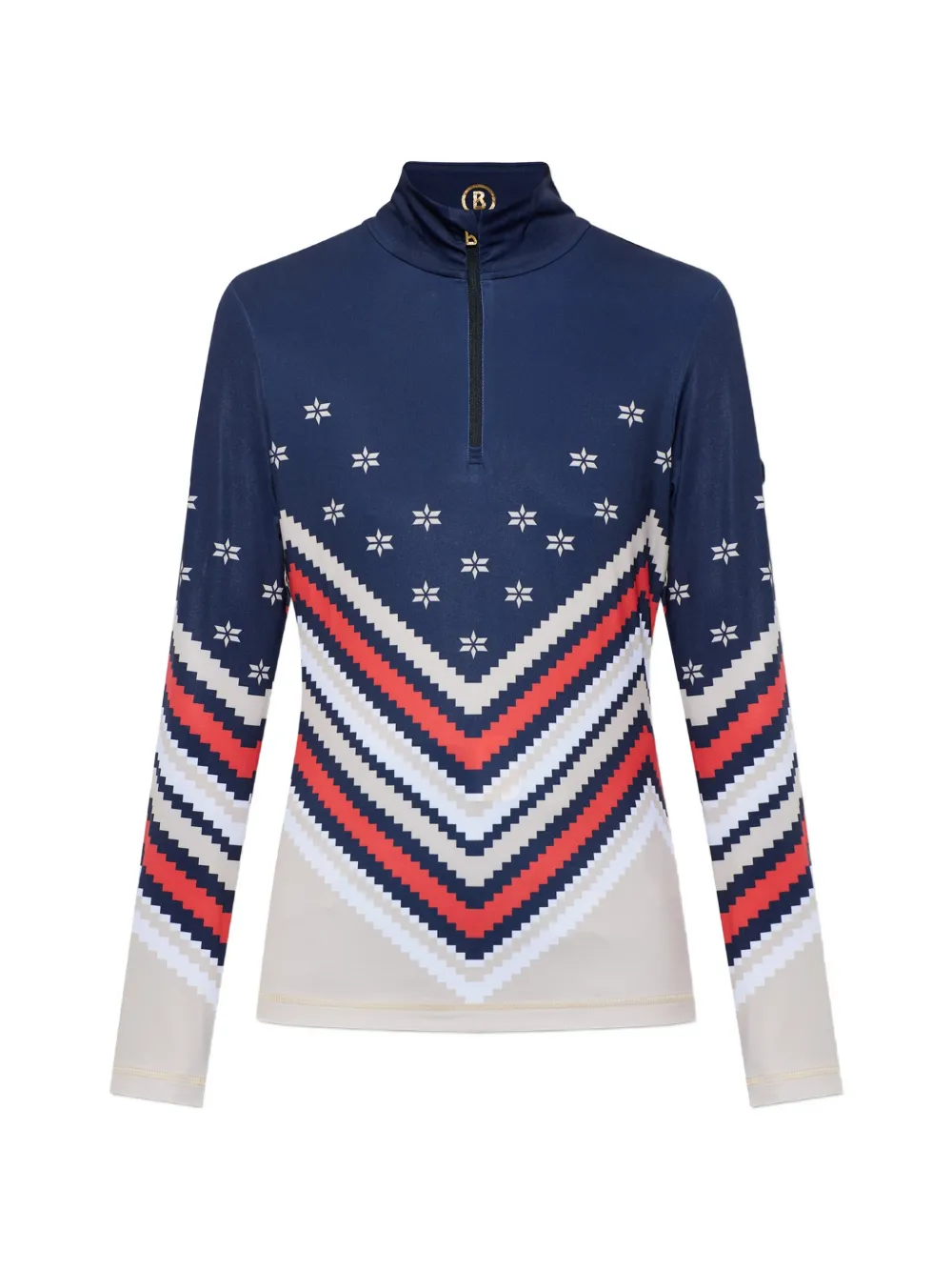 BOGNER Fabia top met chevron-print en lange mouwen Blauw
