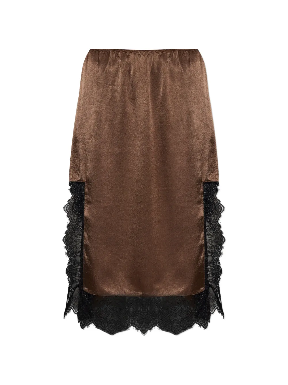 MUNTHE Chloa lace-trim midi skirt - Marrone