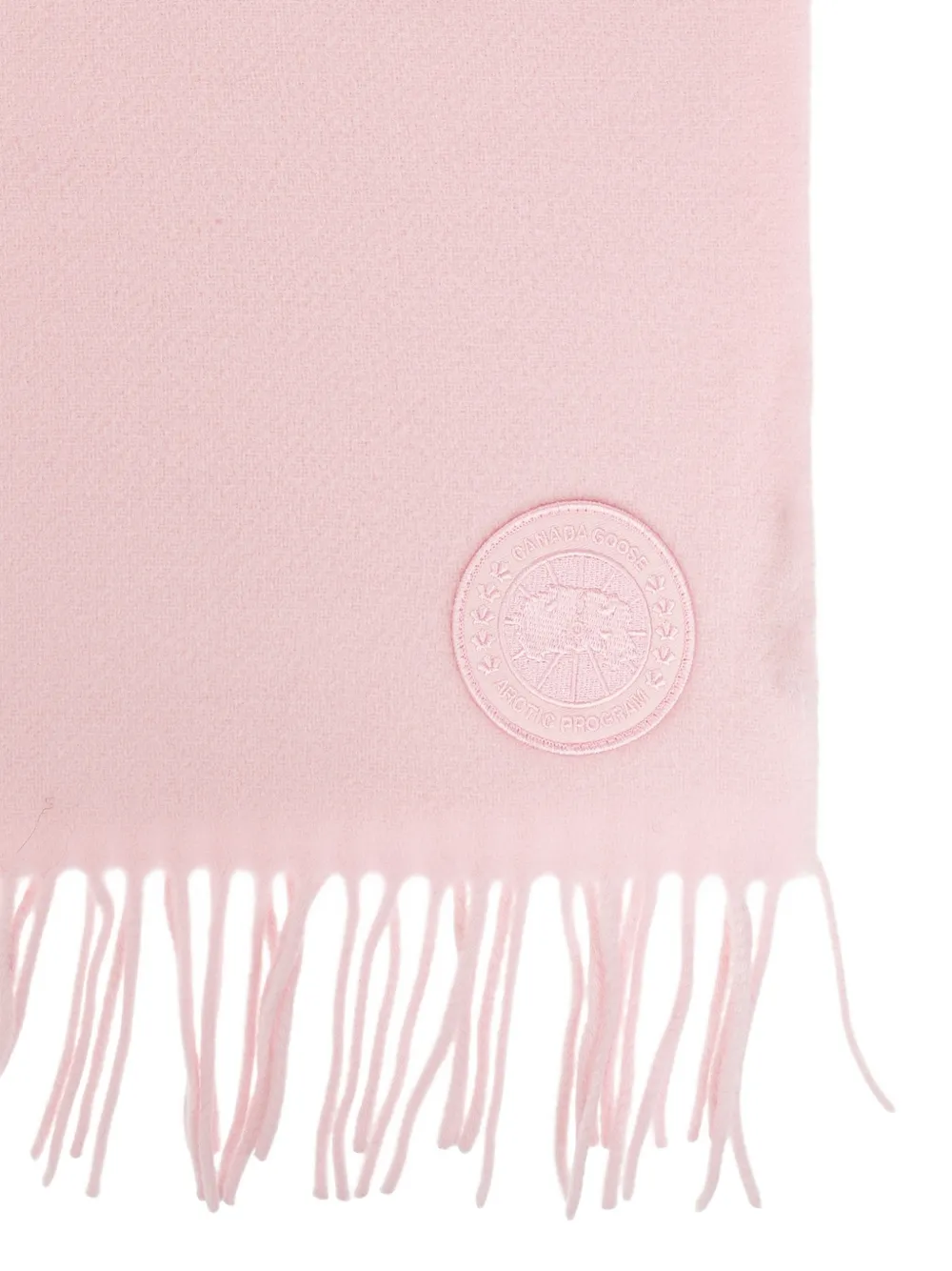 Canada Goose fringed logo-patch scarf Roze