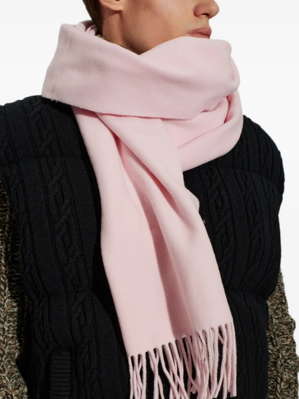 Canada Goose fringed logo-patch scarf Roze
