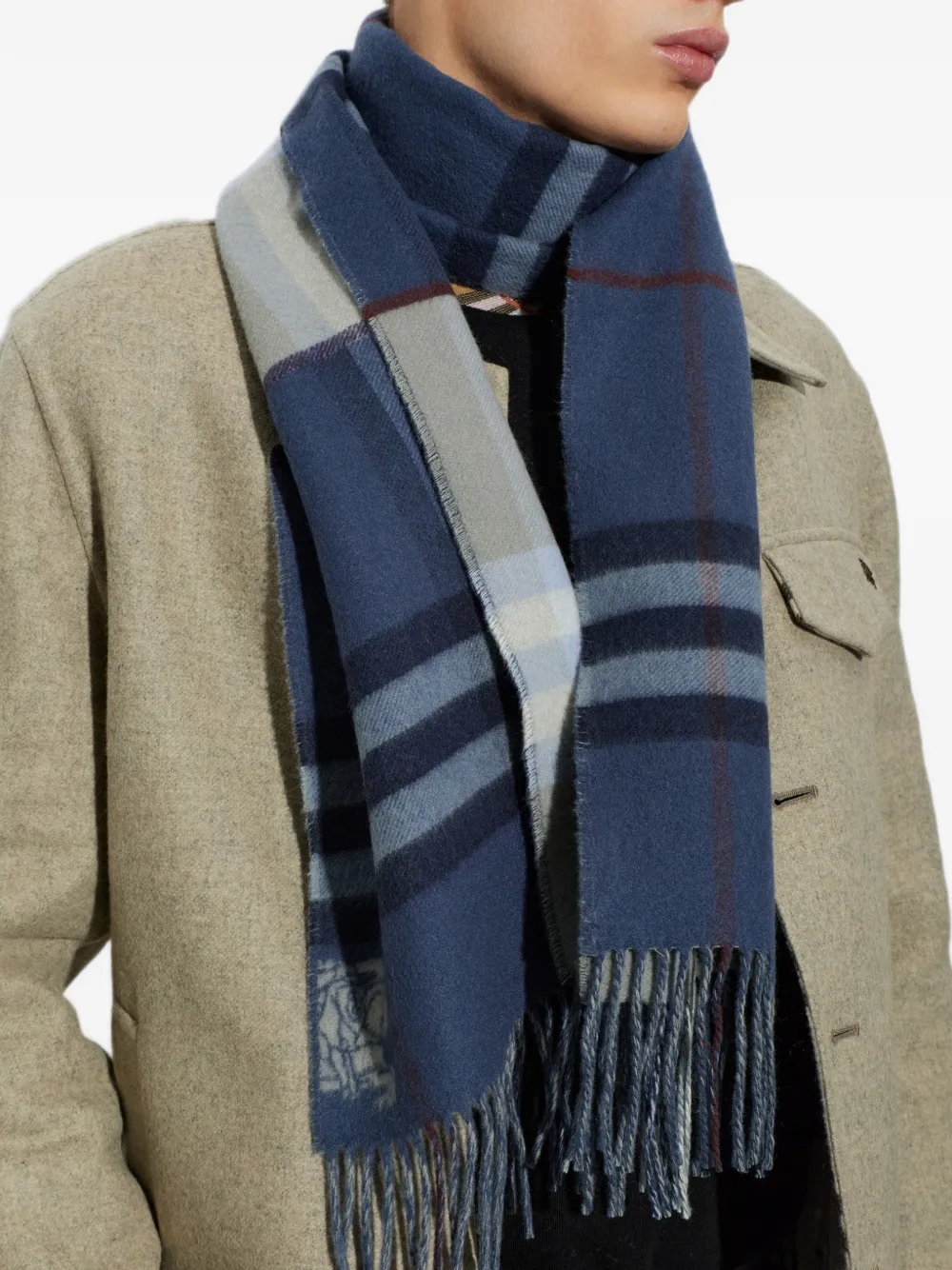 Burberry checked cashmere scarf Grijs