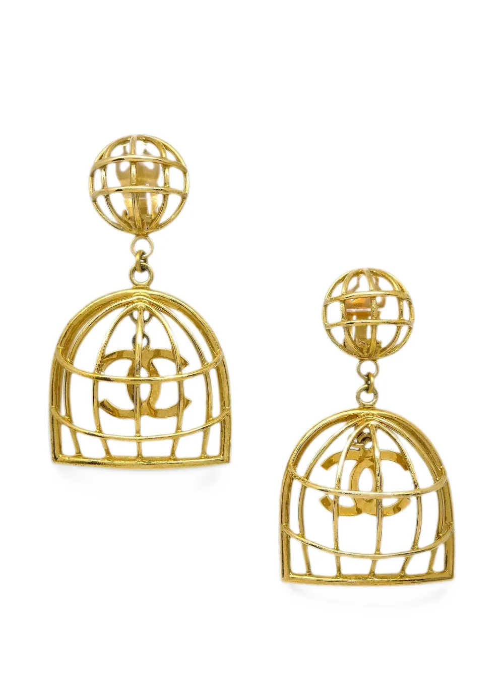 CHANEL Pre-Owned Birdcage CC dangle earrings - Oro