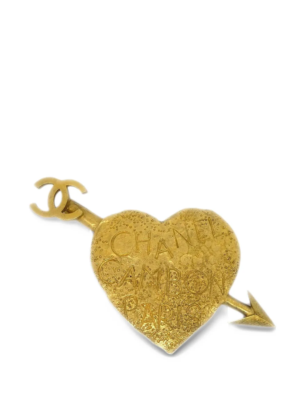 CHANEL Pre-Owned 1993 heart-shape brooch - Oro