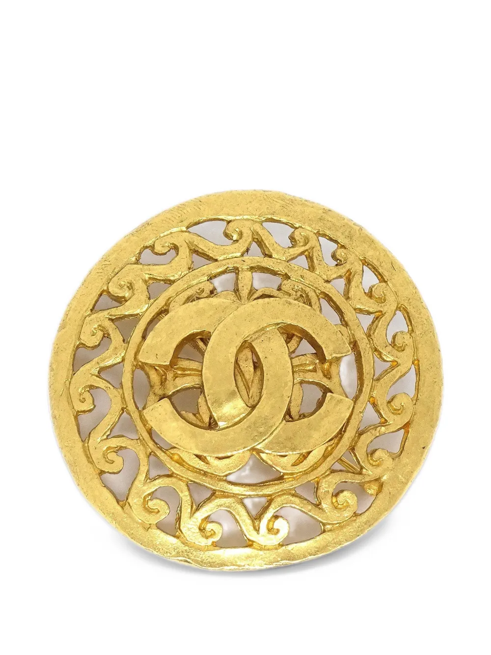 CHANEL Pre-Owned 1995 Interlocking CC Fretwork brooch - Oro