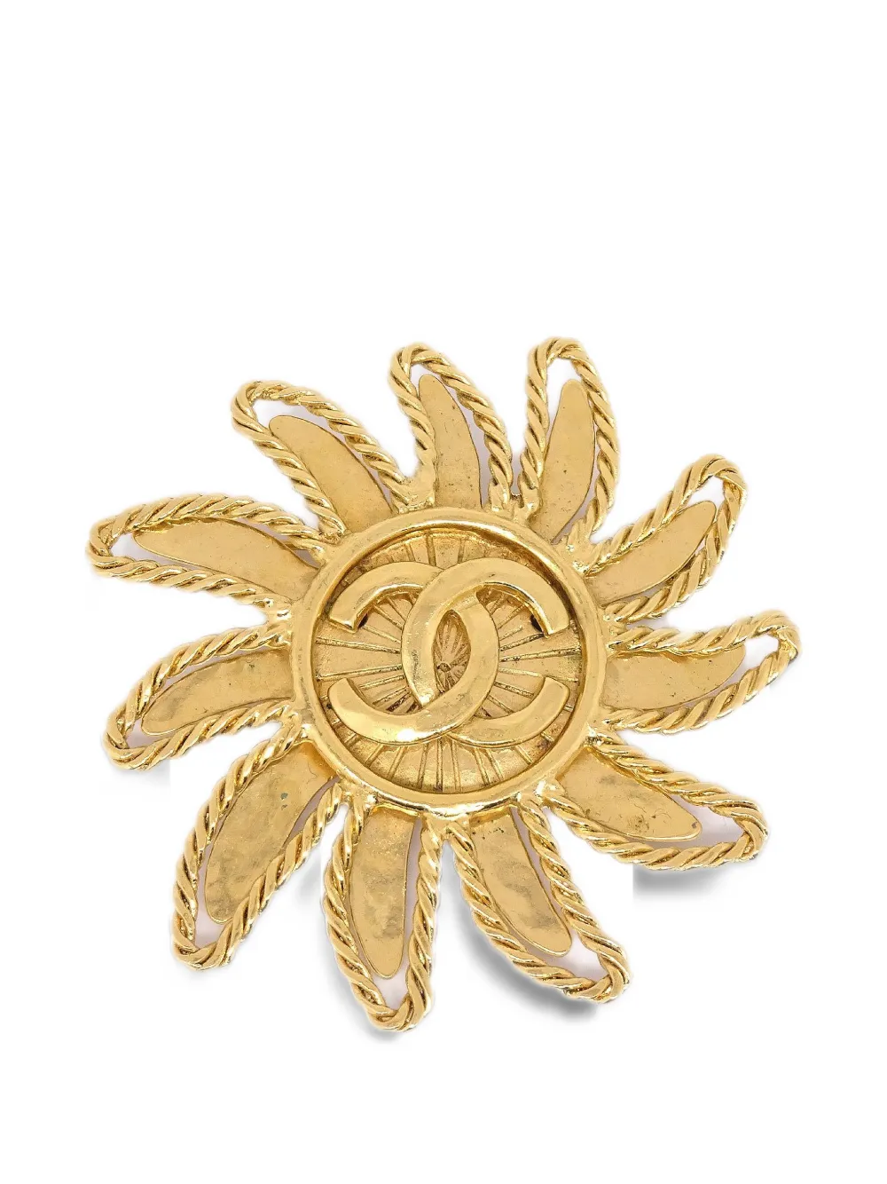 CHANEL Pre-Owned 1994 Interlocking CC sun-motif brooch - Oro