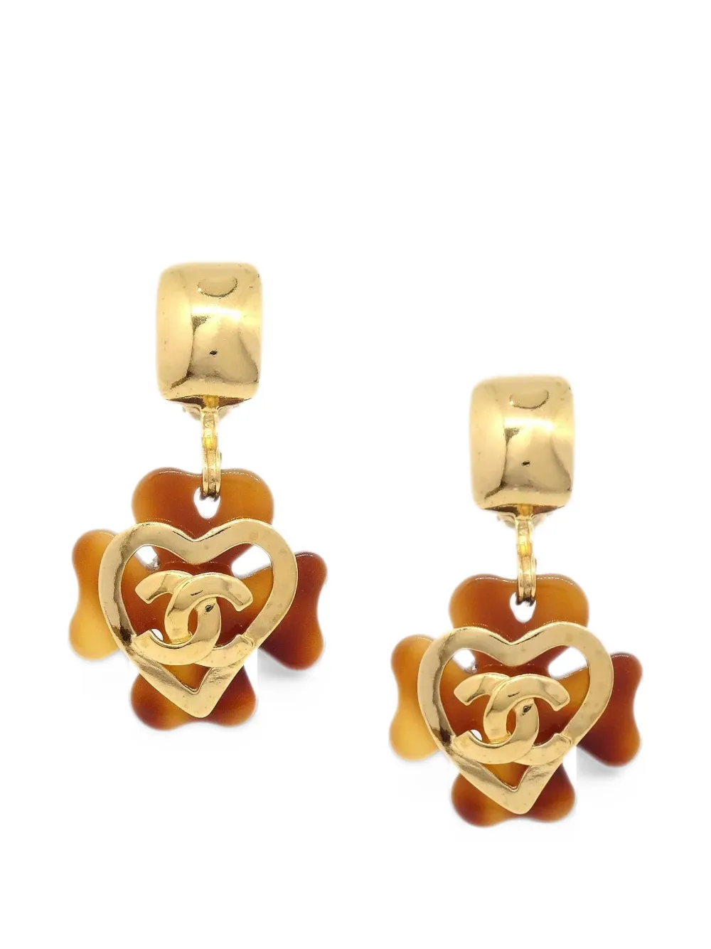CHANEL Pre-Owned 1995 CC-logo drop earrings - Oro
