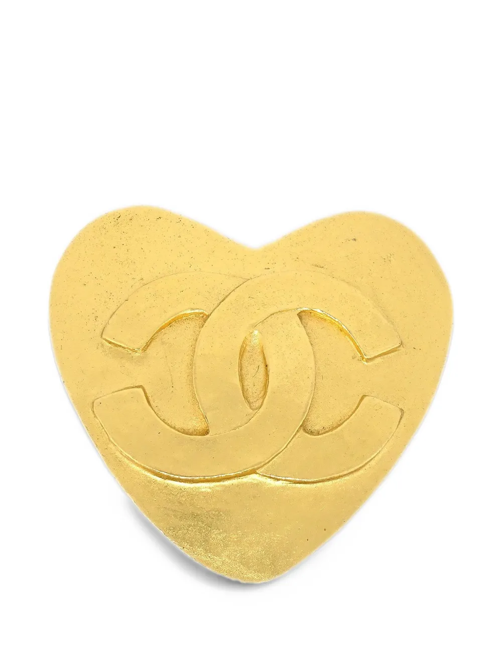 CHANEL Pre-Owned 1995 CC-logo heart-shaped brooch - Oro