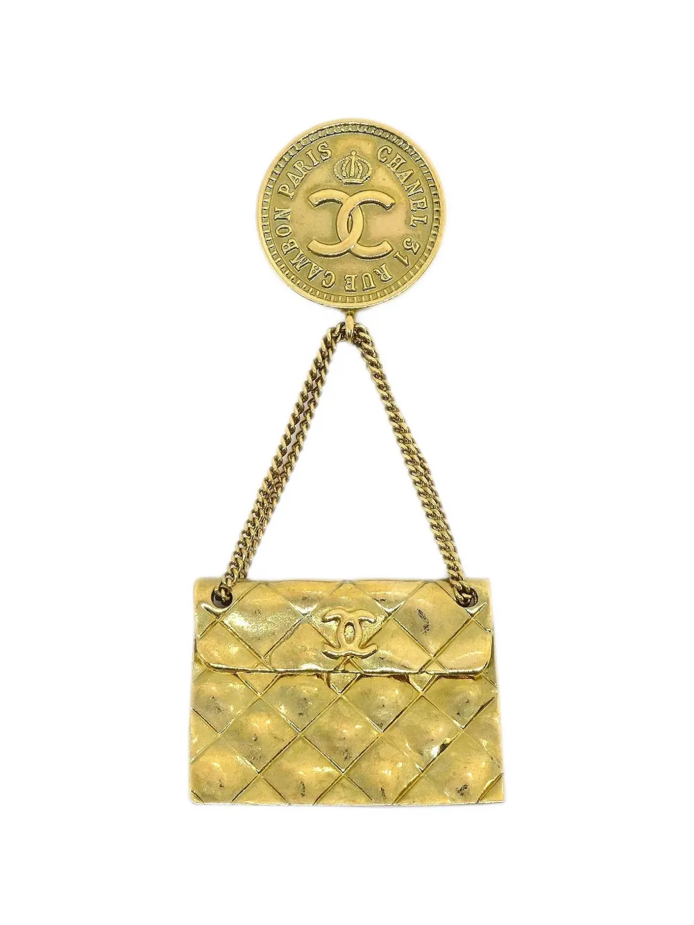 CHANEL Pre-Owned 1994 bag-motif brooch - Oro