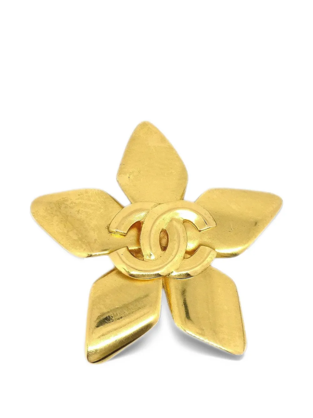 CHANEL Pre-Owned 1996 flower-shape brooch - Oro