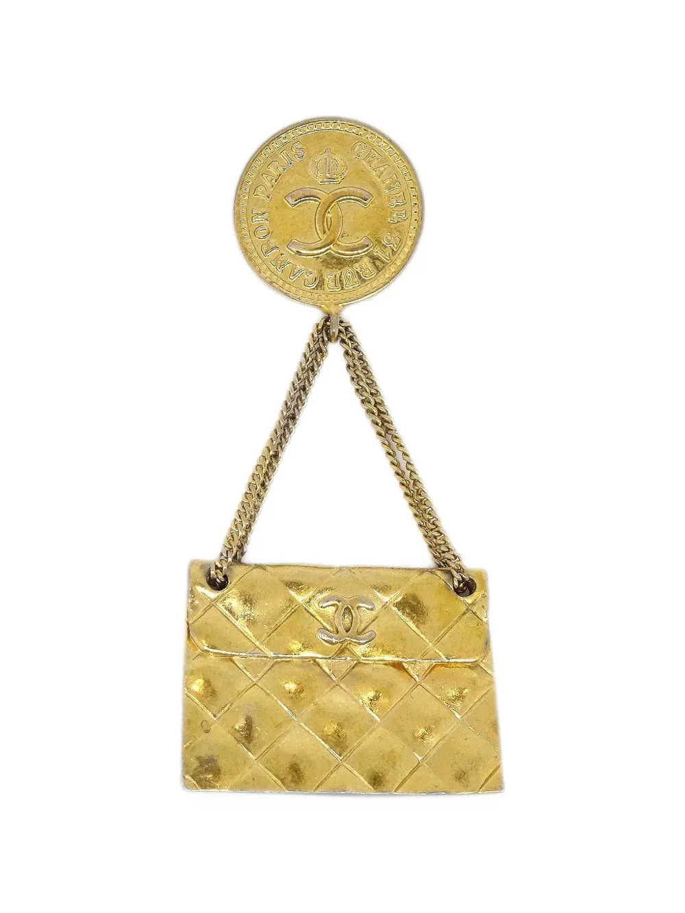 CHANEL Pre-Owned 1993 CC quilted brooch - Oro