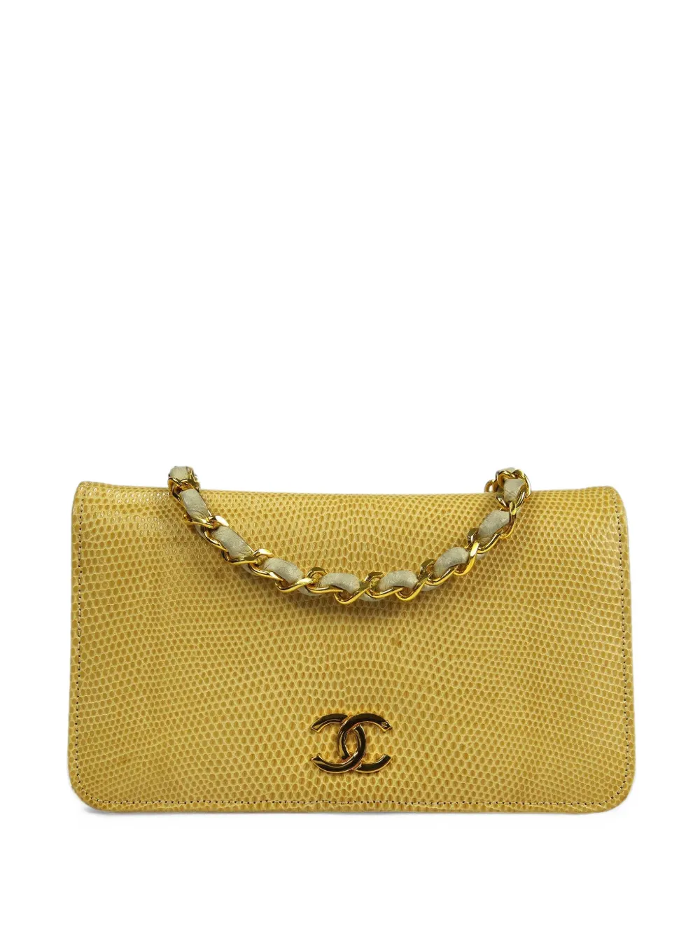 CHANEL Pre-Owned 1986-1988 mini Flap lizard-skin push-lock shoulder bag - Giallo