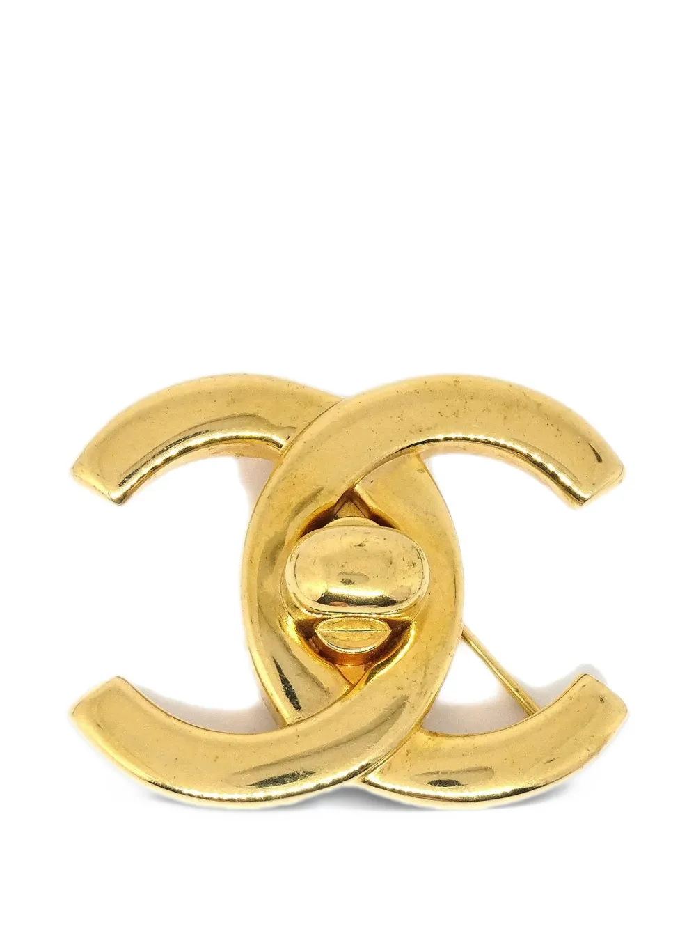 CHANEL Pre-Owned 1996 Interlocking CC turn-lock brooch - Oro