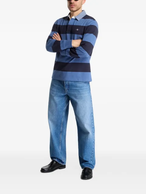Gant Classic chambray-stripe long-sleeve polo shirt