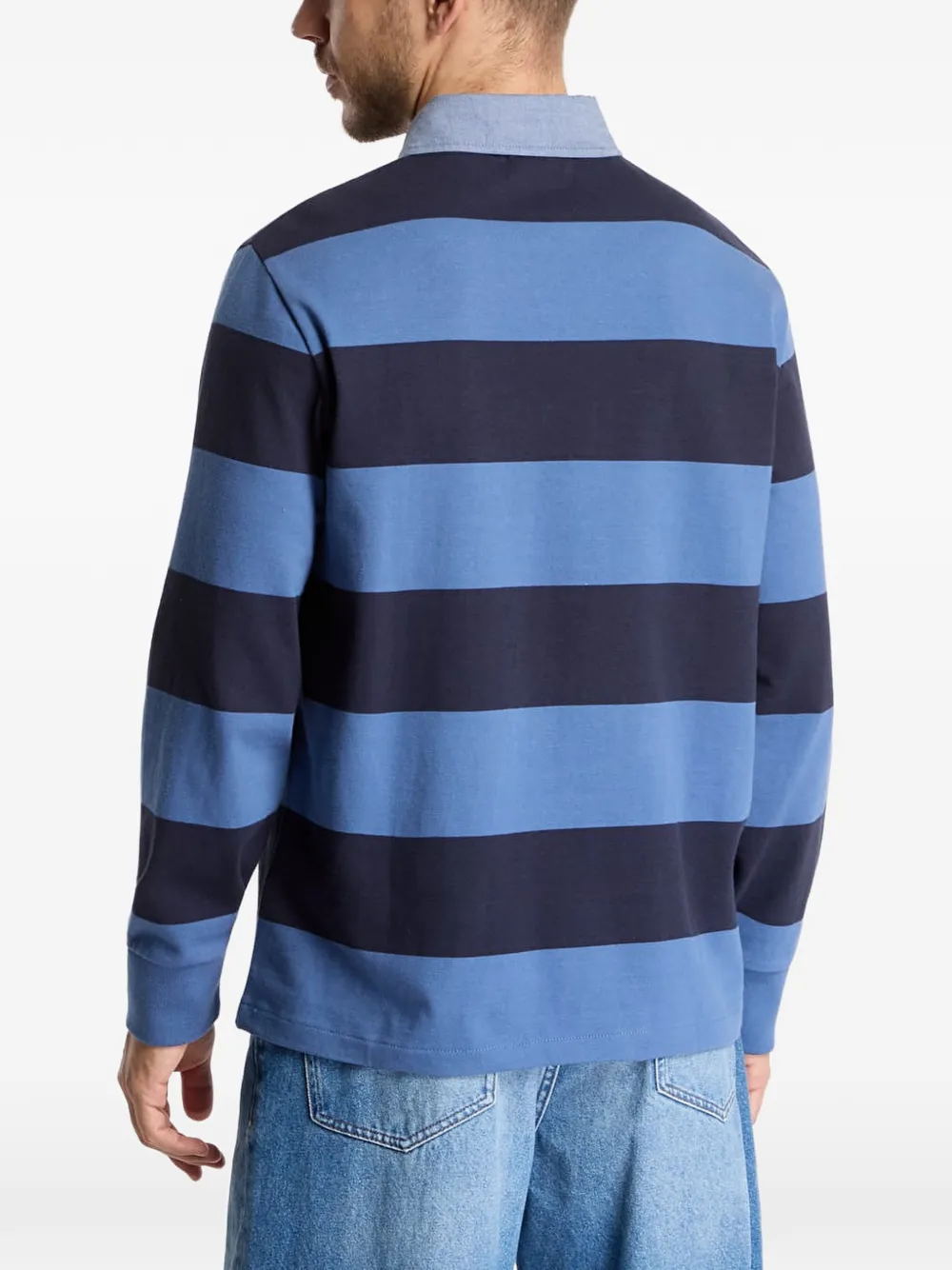 Gant Classic poloshirt met lange mouwen en chambray-streep Blauw