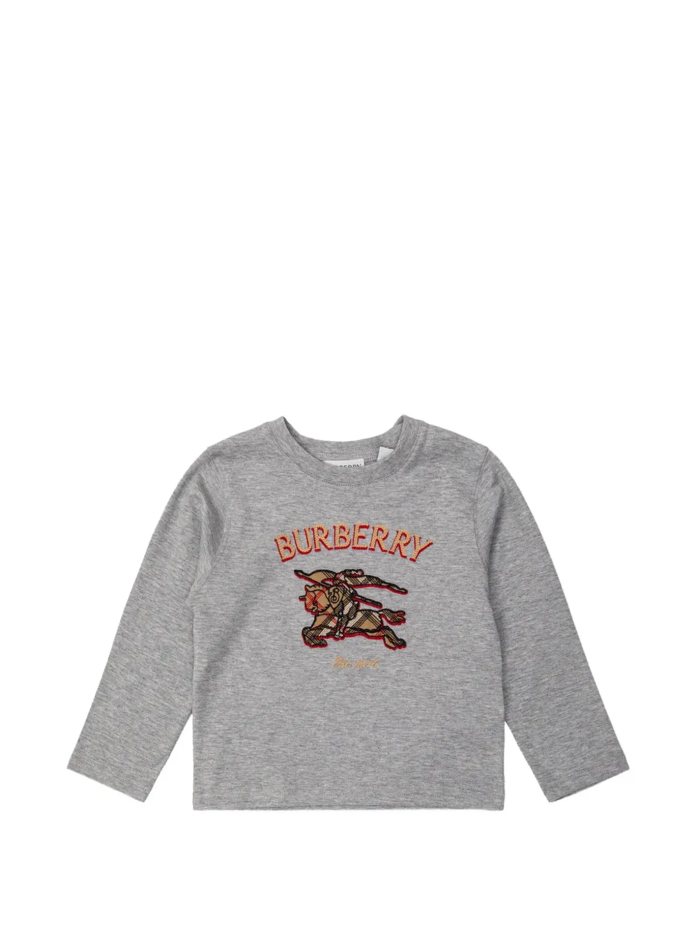 Burberry Kids Equestrian Knight Design long-sleeve T-shirt - Grigio