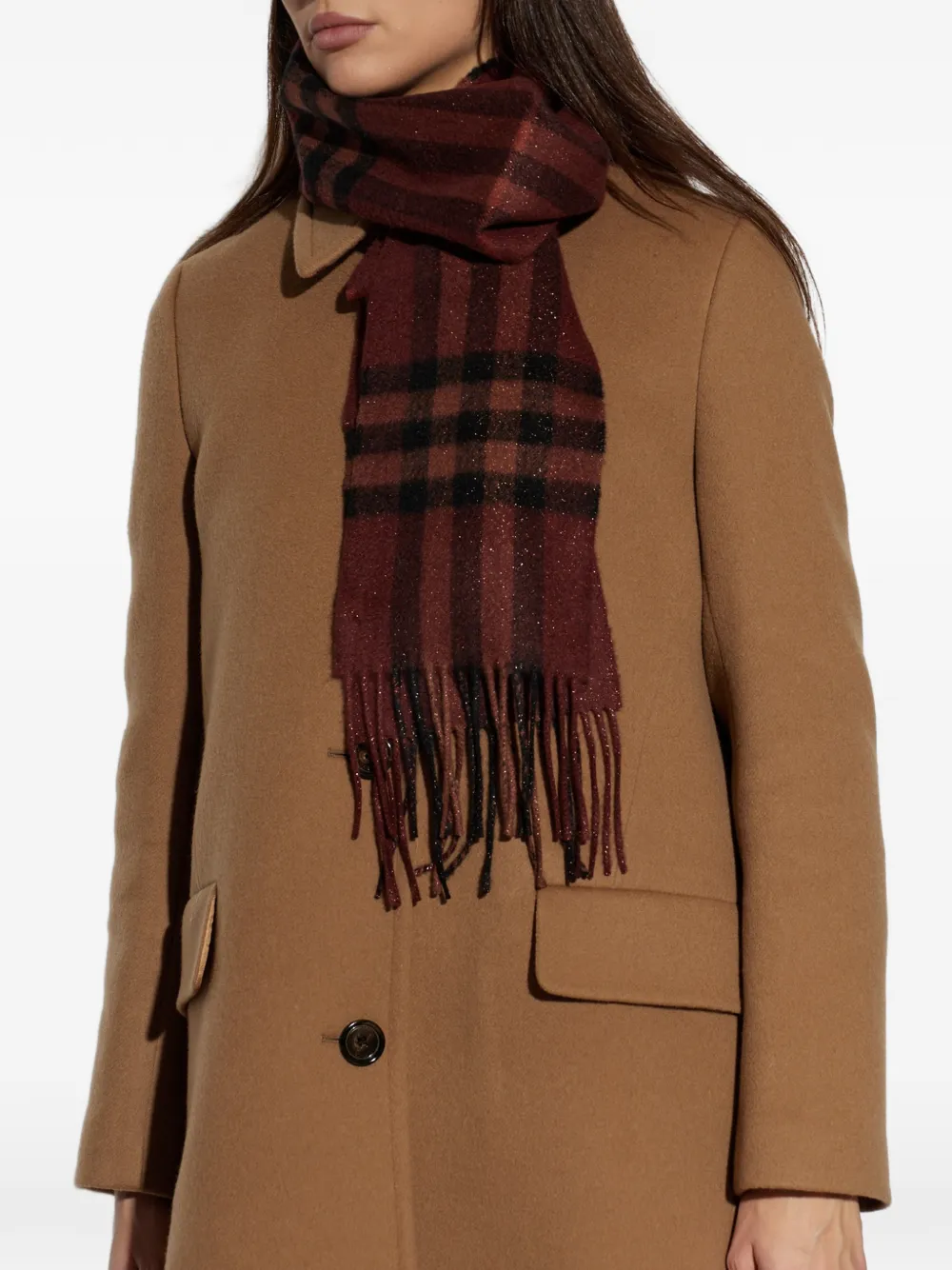 Burberry check fringed scarf Bruin