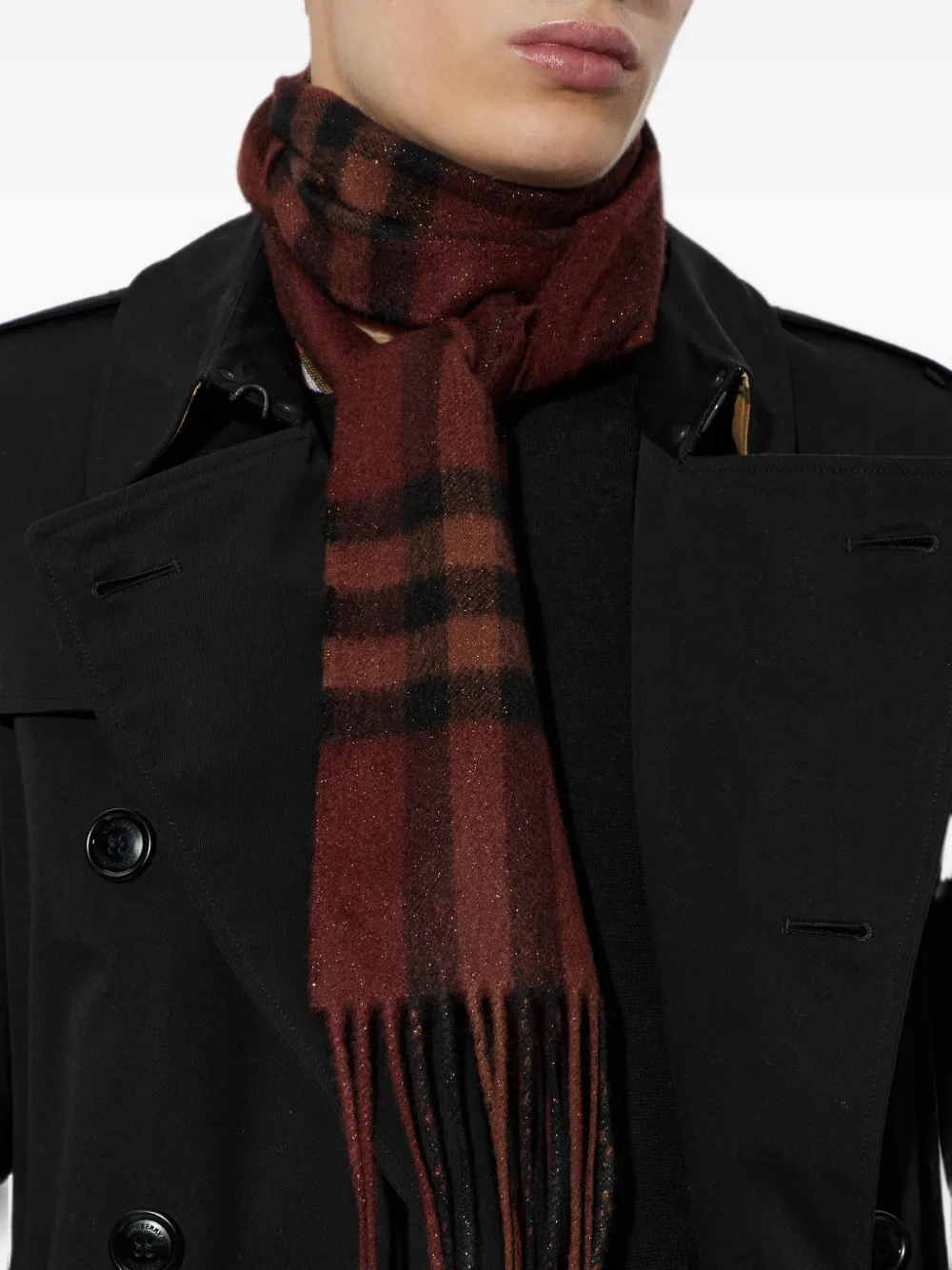 Burberry check fringed scarf Bruin