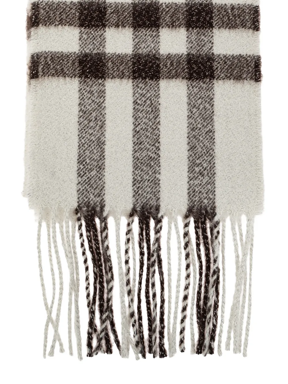 Burberry Narrow Sparkle Check cashmere scarf Beige