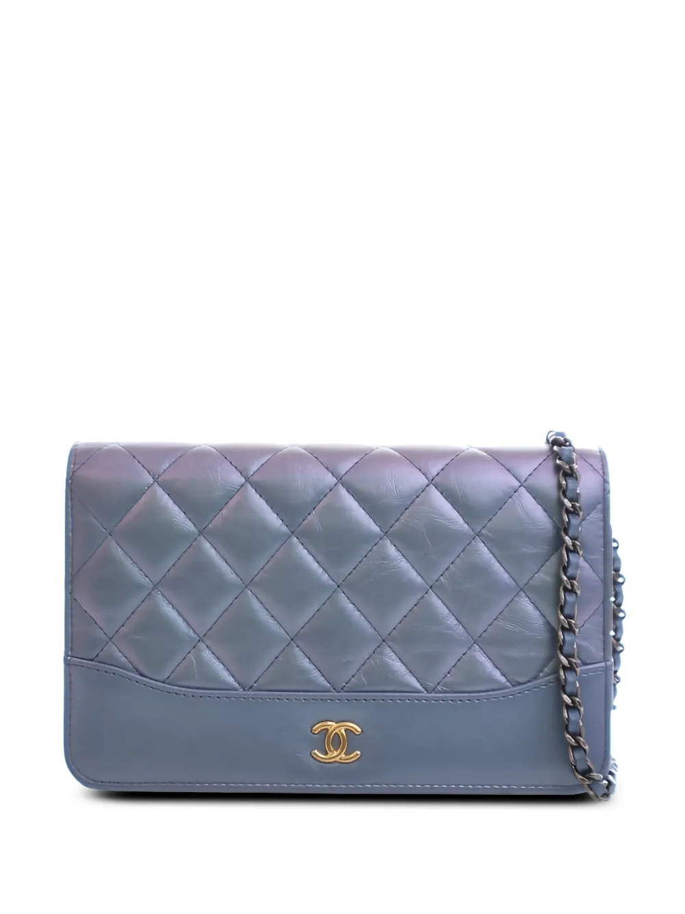 CHANEL Pre-Owned 2019 Quilted Iridescent Aged Calfskin Gabrielle Wallet On Chain crossbody bag - Blu