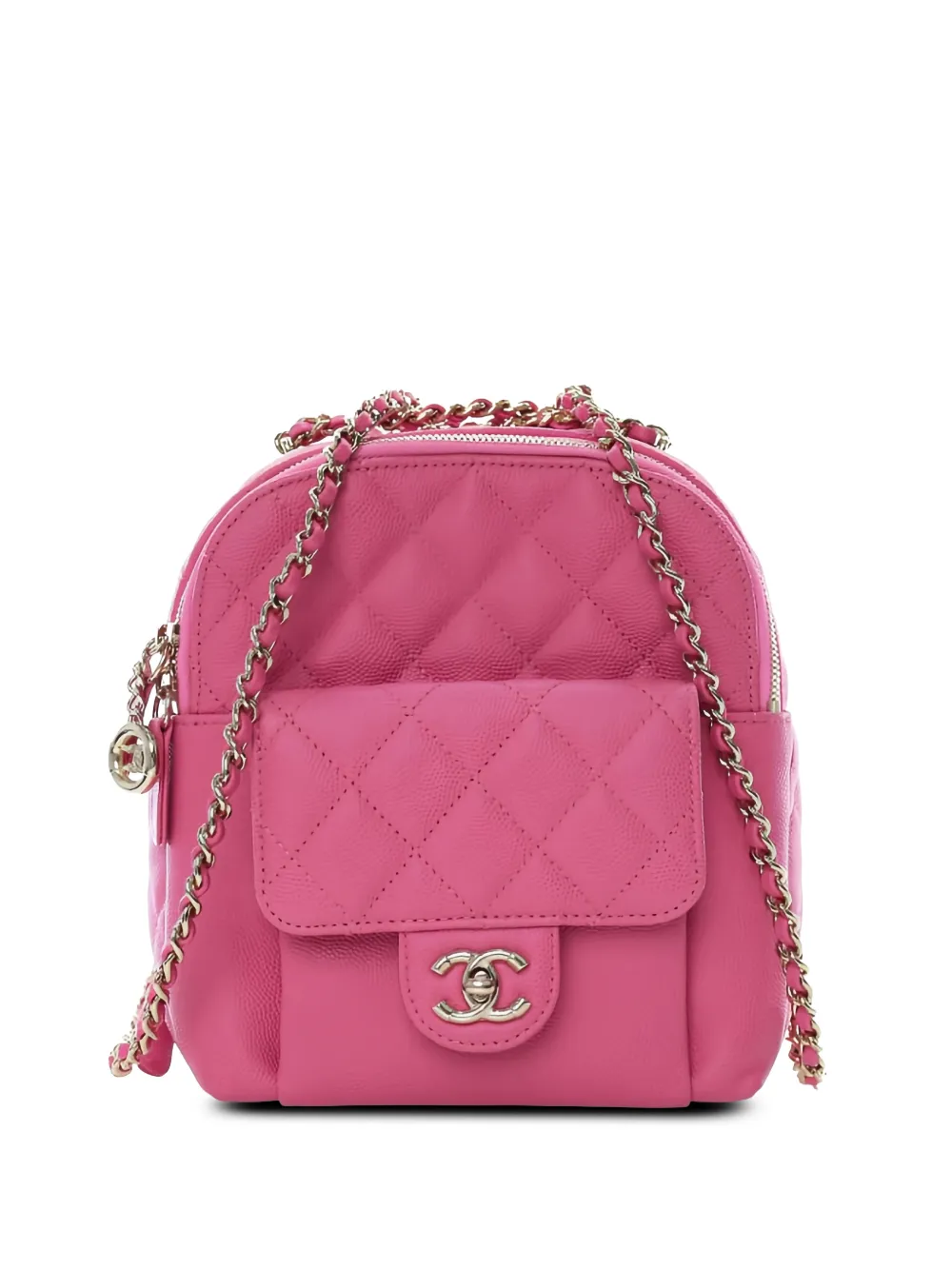 CHANEL Pre-Owned 2019 Small Quilted Caviar CC Day backpack - Rosa