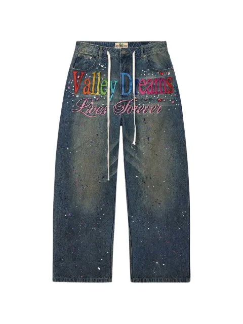 Vale paint-splatter Ice Cream wide-leg jeans