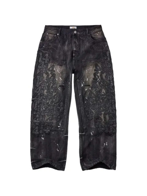 Vale embossed paint-splatter jeans