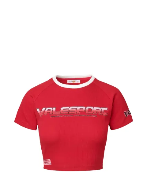 Vale Candy Cane logo-print cropped T-shirt