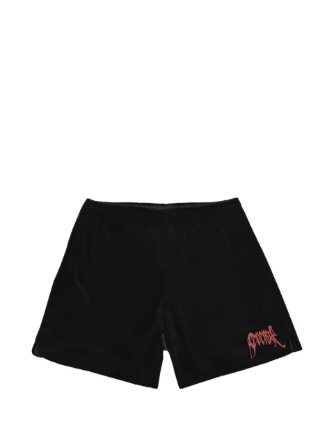 Revenge embroidered logo mesh shorts